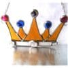 Golden Crown Stained Glass Suncatcher Jewels Handmade - Image 4