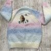 Girl's hand knitted cardigan to fit age 2 - 3 years - pastel shades with cute hedgehog embroidery - Image 4