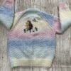 Girl's hand knitted cardigan to fit age 2 - 3 years - pastel shades with cute hedgehog embroidery - Image 7