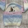 Girl's hand knitted cardigan to fit age 2 - 3 years - pastel shades with cute hedgehog embroidery - Image 8