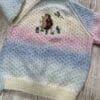 Girl's hand knitted cardigan to fit age 2 - 3 years - pastel shades with cute hedgehog embroidery