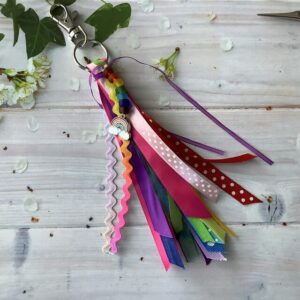 Ribbon rainbow tassel bag charm