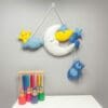 Blue and Yellow Night Sky - Personalised felt nursery wall and door sign - Image 2