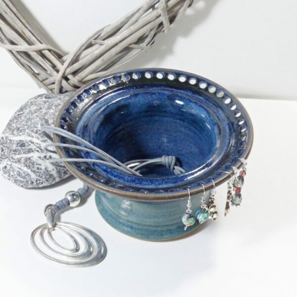 Handmade Ceramic Blue Green Earring Jewellery Bowl