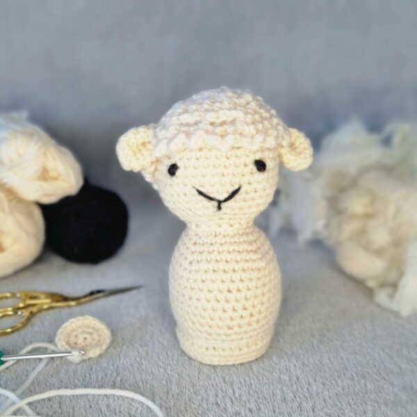 Soft toy sheep made of pure wool