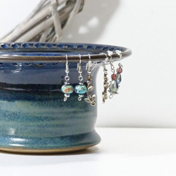 Handmade Ceramic Blue Green Earring Jewellery Bowl