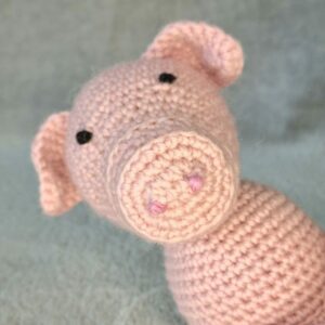 Crochet pig toy made using only pure wool