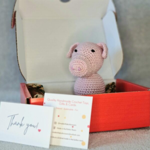 Recyclable packaging for handmade soft toy pig