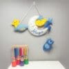 Blue and Yellow Night Sky - Personalised felt nursery wall and door sign