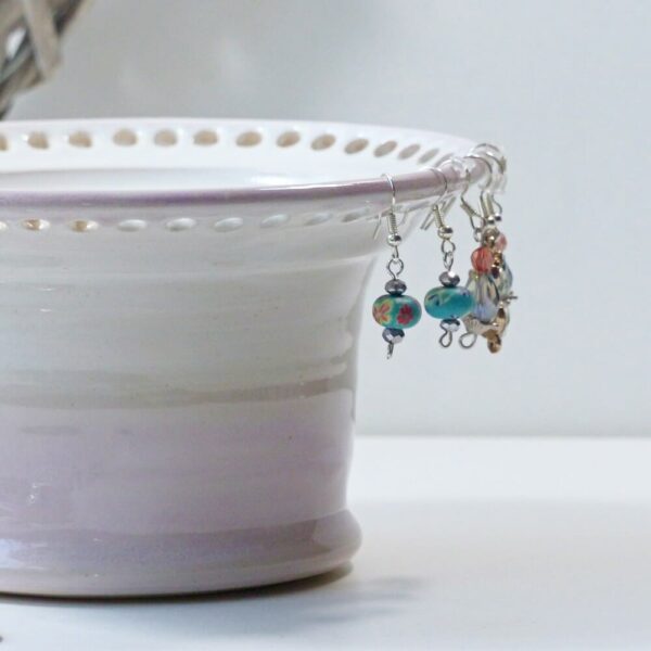 Pink and White Ceramic Earring Jewellery Bowl