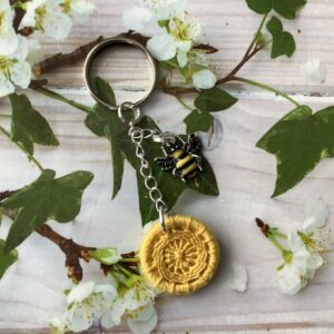 Dorset button and bee key ring