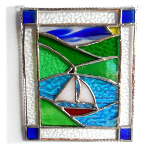 Boating Lake Stained Glass Suncatcher Picture Sailing