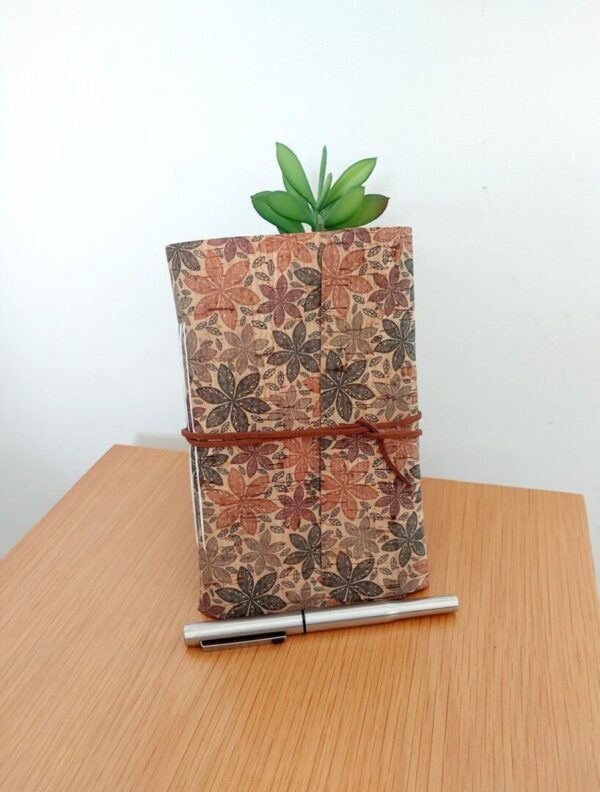 Flower Prink Cork Fabric Journal Notebook.