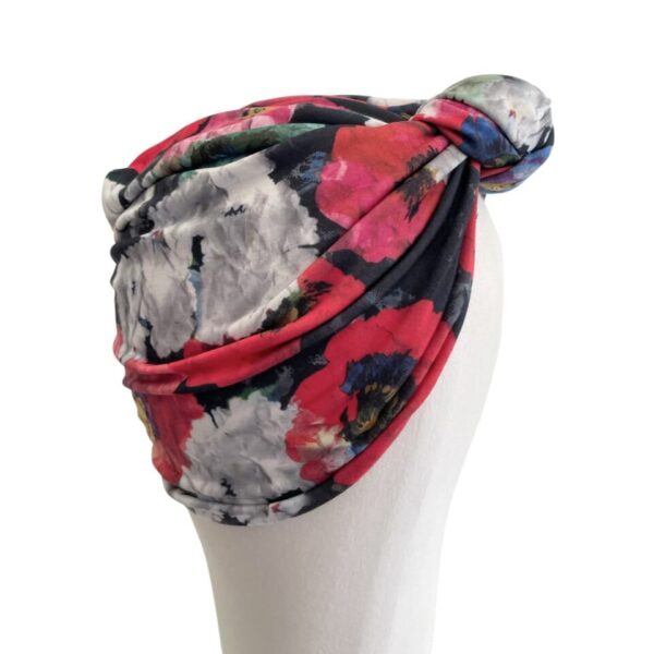 Floral Lined Knot Turban Head Wrap for Women