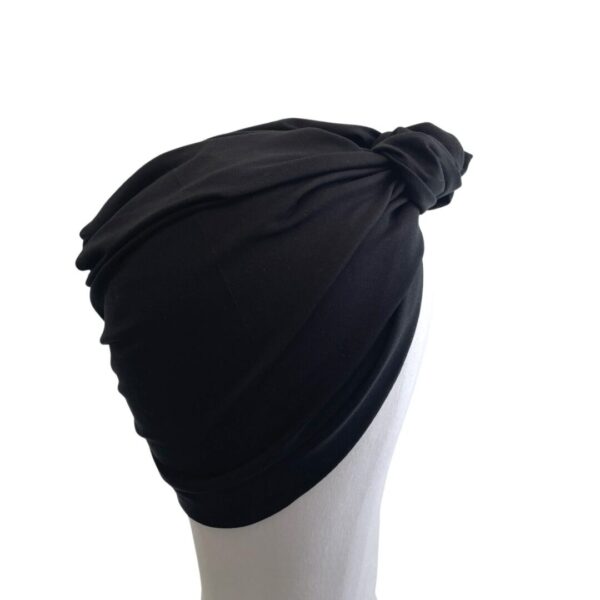 Black Front Knot Cotton Turban Head Wrap
