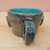 Espresso steampunk cup with cogs, Blue shot glass, Geeky handmade pottery, Sake cup - Image 4