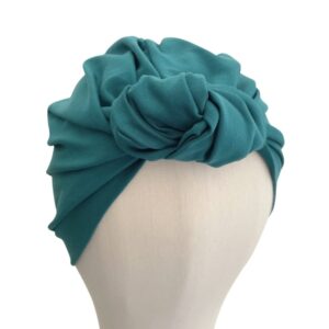 Teal Knotted Cotton Turban Head Wrap for Women