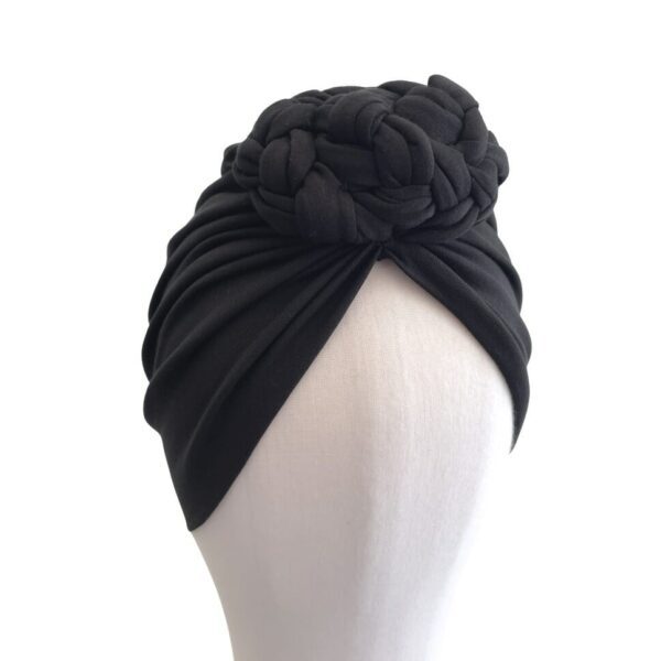 Black Chain Knot Cotton Turban for Women
