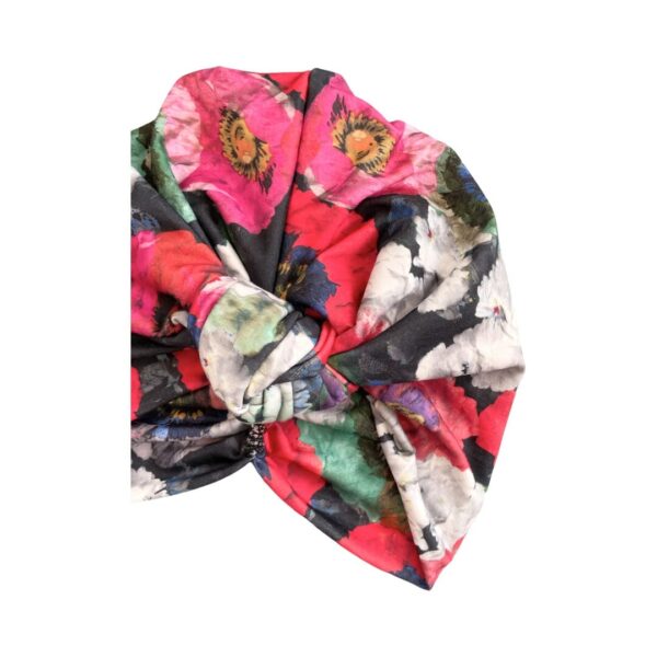 Floral Lined Knot Turban Head Wrap for Women