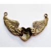 Heart and wing pendant - connector - red - gold