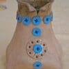 Ceramic vase brown and turquoise, Handmade stoneware vase with collar, Tribal art decor, Rustic ceramic vase, Folk art home decor - Image 2