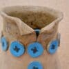 Ceramic vase brown and turquoise, Handmade stoneware vase with collar, Tribal art decor, Rustic ceramic vase, Folk art home decor - Image 4