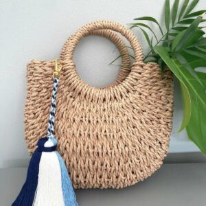 blue and white thick tassel bag accessory keychain