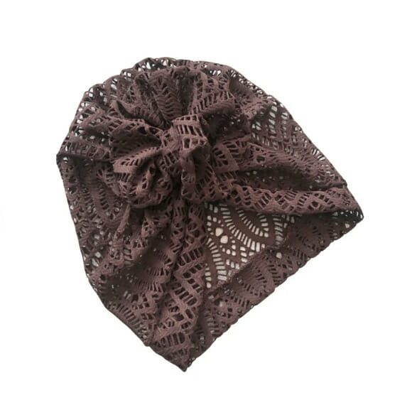 Black Lace Rose Turban Hat for Women