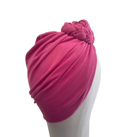 Fuchsia Pink Retro Style Turban Head Wrap