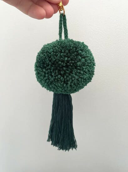 Oversized Green Wool Pom Pom Tassel Keychain