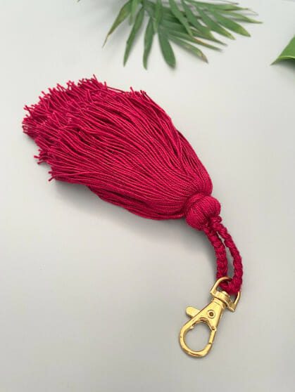 Wine Red Tassel Keychain Bag Decoration