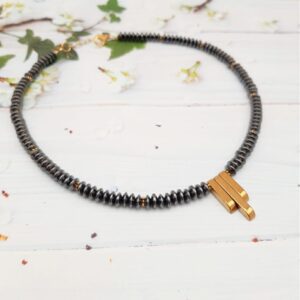 Black and gold haematite necklace