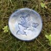 Blue butterfly and dragonfly ring holder, Trinket dish, Handmade stoneware tealight holder