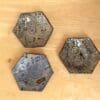 Blue Steampunk ring dish - Hexagonal ceramic tray with MacBook circuit board pattern - small stoneware tray