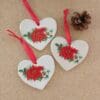 Heart ornament with robin or poinsettia - Heart shaped hanger with bird or flower - Christmas home decor - Hanging ornaments - Image 2