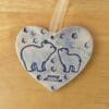 Blue heart hanging ornament with polar bears - Mum and cub bear - Christmas ornament - tree hanger - Image 6