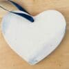 Blue heart hanging ornament with polar bears - Mum and cub bear - Christmas ornament - tree hanger - Image 2
