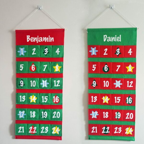 Red and green felt advent calendars