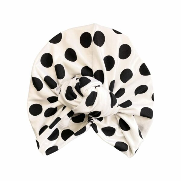 White Dotted Vintage Pin Up Style Turban Head Wrap Hat