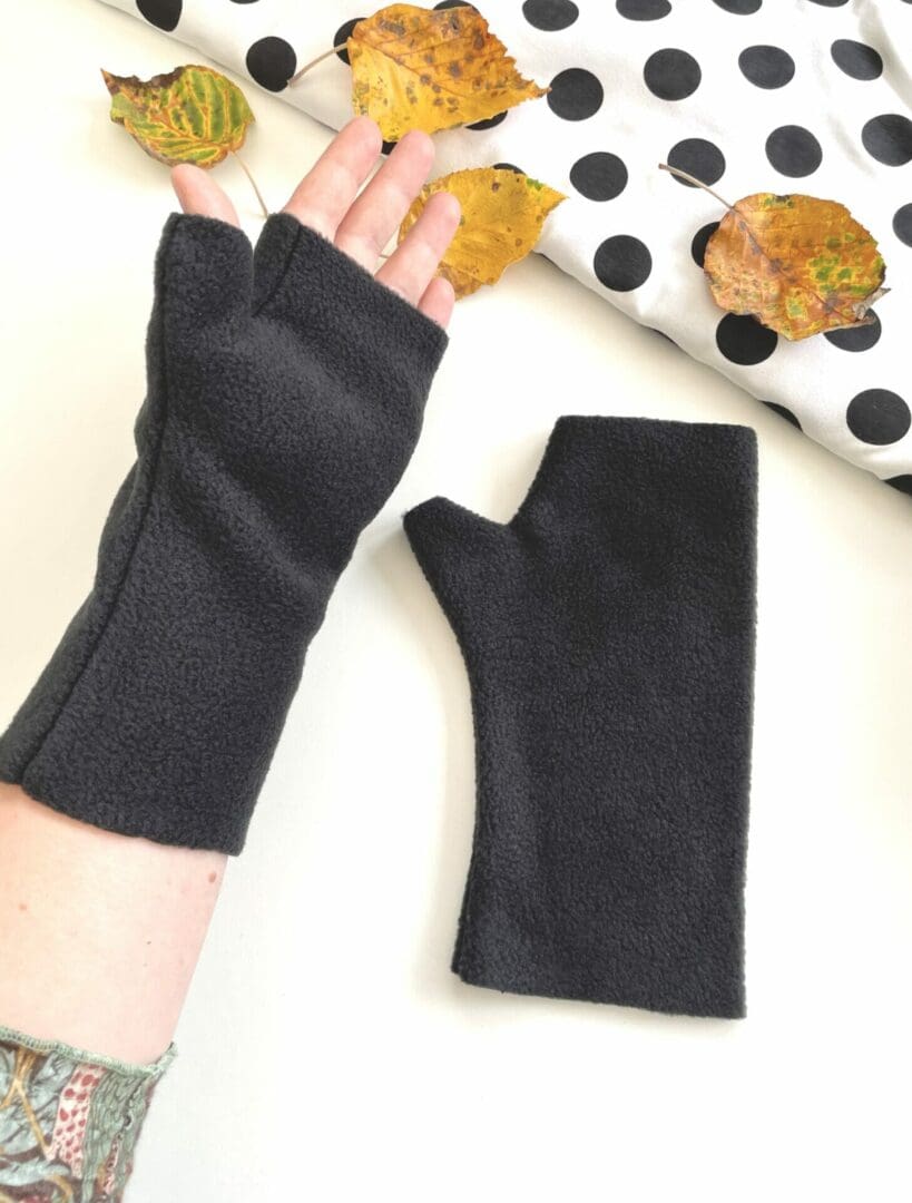 Soft cosy black winter fleece wrist warmer mittens for women Buy Indie