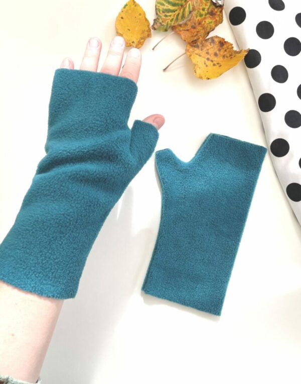 Teal blue Warm texting gloves fleece mittens