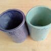Mandala soap dish and toothbrush pot set, Aqua or purple bathroom accessory, Stoneware pottery, home decor, Indian inspired ceramics - Image 3