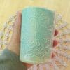 Mandala soap dish and toothbrush pot set, Aqua or purple bathroom accessory, Stoneware pottery, home decor, Indian inspired ceramics - Image 6