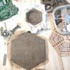 Blue Steampunk ring dish - Hexagonal ceramic tray with MacBook circuit board pattern - small stoneware tray - Image 7