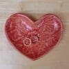 Heart ceramic dish, Ring dish, Tapas dish, Trinket bowls with lace pattern, handmade home decor, handbuilt stoneware tray