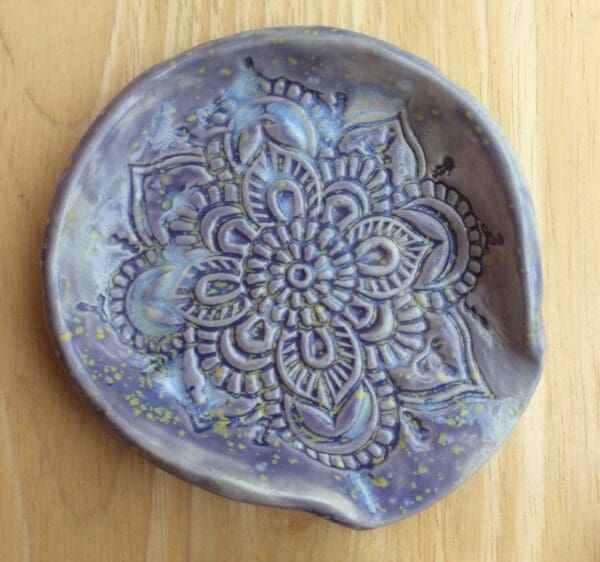 Spoon holder with Mandala pattern, handmade stoneware spoon rest, kitchen accessory, tea bag catcher - Image 8