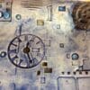 Square steampunk ceramic trinket dish, Plate with circuit board impression and cogs, Blue stoneware tray, Gift for him - Image 4