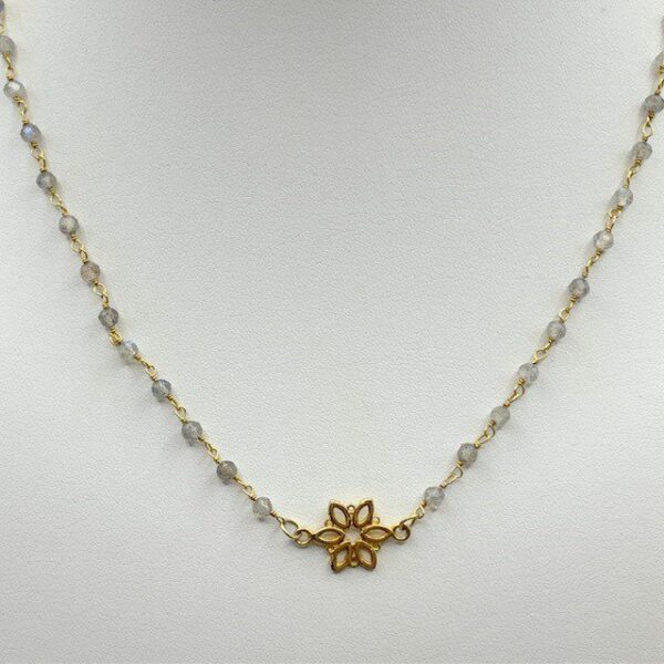 Labradorite gold flower necklace