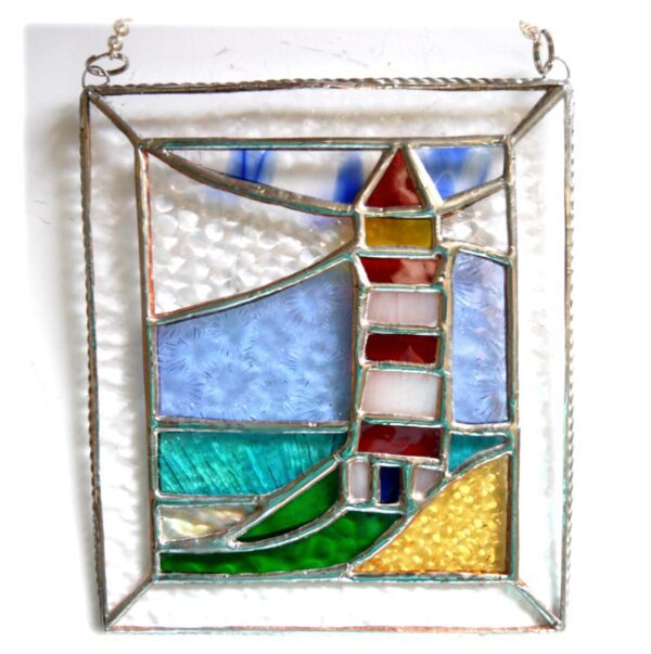 Lighthouse stained glass suncatcher panel picture handmade