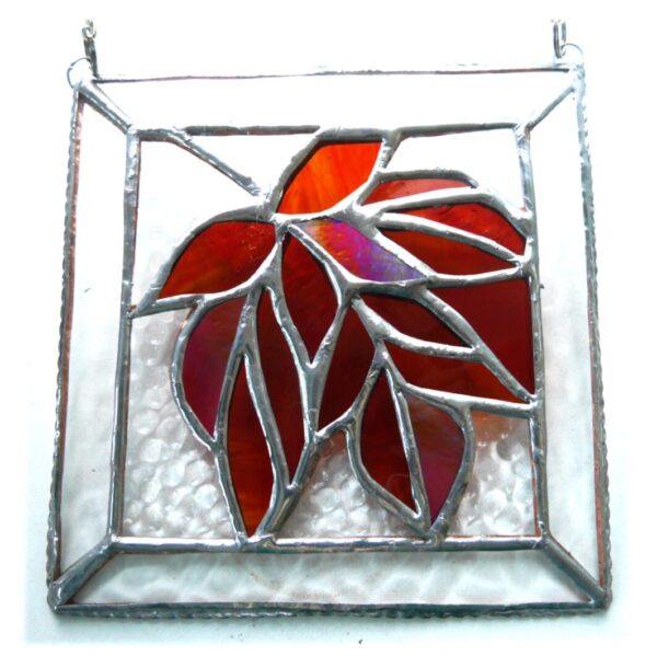 Maple leaf autumn colour stained glass suncatcher handmade